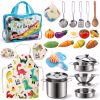 Play Kitchen Accessorie Stainless Steel Play Pots Pans Sets for Kids