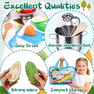 Play Kitchen Accessorie Stainless Steel Play Pots Pans Sets for Kids