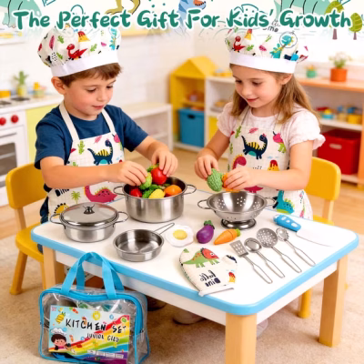 Play Kitchen Accessorie Stainless Steel Play Pots Pans Sets for Kids