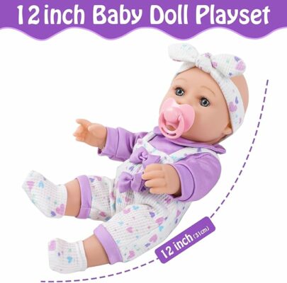Realistic Baby Dolls with Clothes and Accessories Hanky Pacifier Bottle Diaper Toy