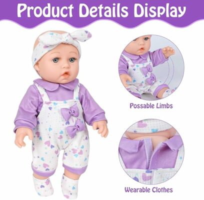 Realistic Baby Dolls with Clothes and Accessories Hanky Pacifier Bottle Diaper Toy