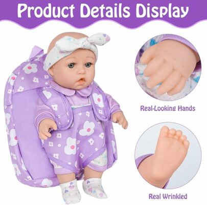 Realistic Baby Dolls with Clothes and Accessories Hanky Pacifier Bottle Diaper Toy