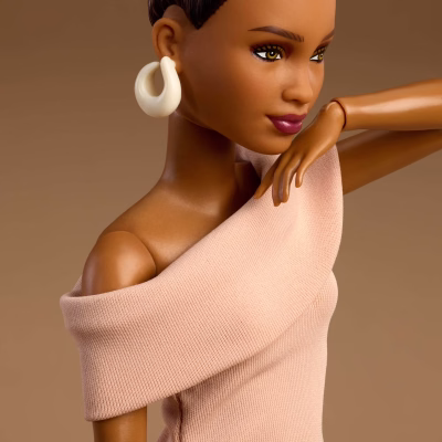 Barbie Basics Collectible Doll with Brunette Hair in Tan Dress