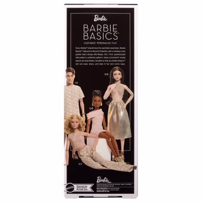 Barbie Basics Collectible Doll with Brunette Hair in Tan Dress