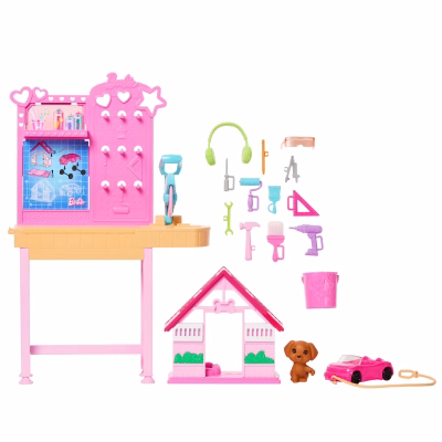 Barbie World Build a Doghouse Playset with Workbench