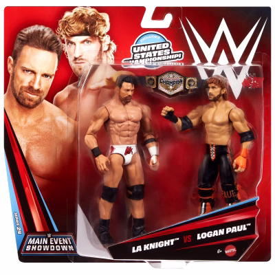 WWE Main Event Showdown LA Knight vs Logan Paul Action Figures Set